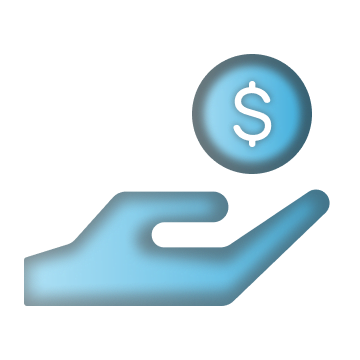 icon with hand and dollar coin