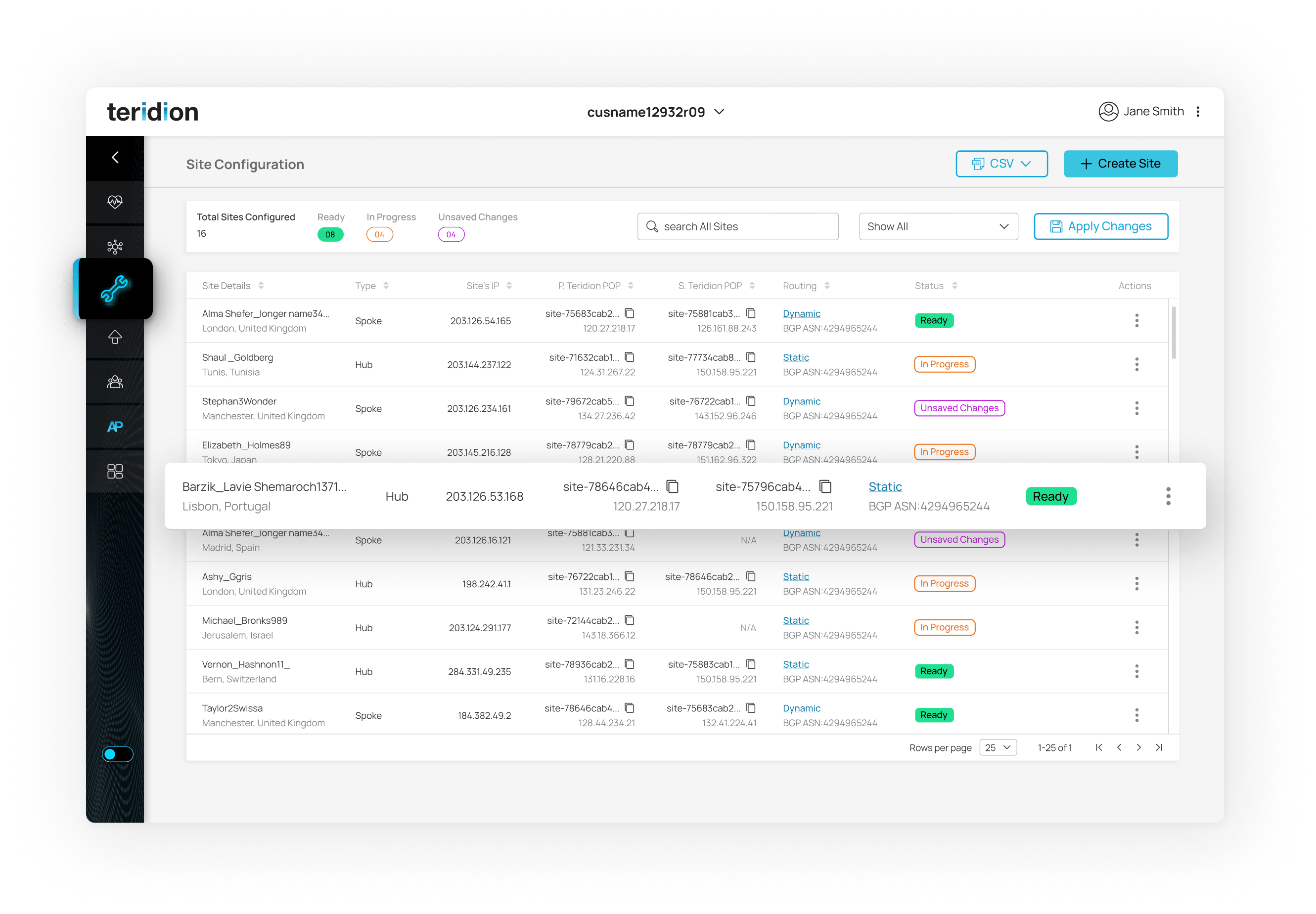 a screenshot from site configuration in the TFE portal
