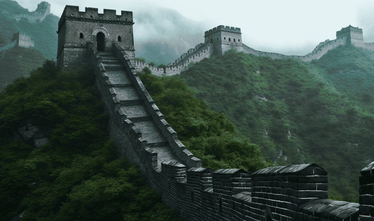 The Great Wall of China representing the Great Firewall of China